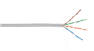Кабель U/UTP 4 пары, Кат.5e, 100МГц, одножильный, CCA (омедненный алюминий), внутренний, PVC нг(B), серый, 305м