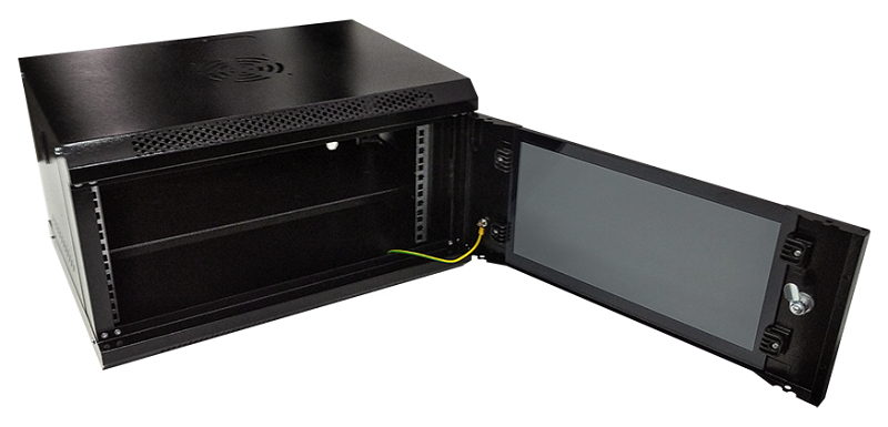 Настенный шкаф 19, 6U, Тип двери: Стеклянная с ударопрочным тонированным стеклом, Высота: 300 мм, Глубина: 400 мм, Ширина: 530 мм, Статическая нагрузка: 90 (стена), 300 (опоры) кг, Цвет: Черный, IP20, Климатическое исполнение: УЗ, 1 полка в комплекте