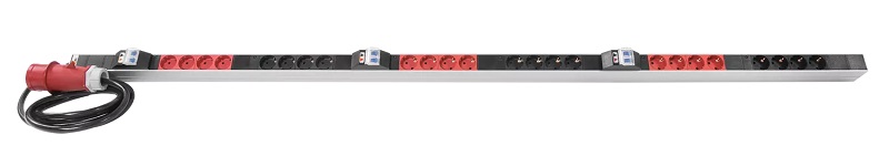 Верт блок розеток Rem-3x16, 3 фазы 16A, инд, 24 S, 1420 мм, вх IEC 309, шнур 3 м