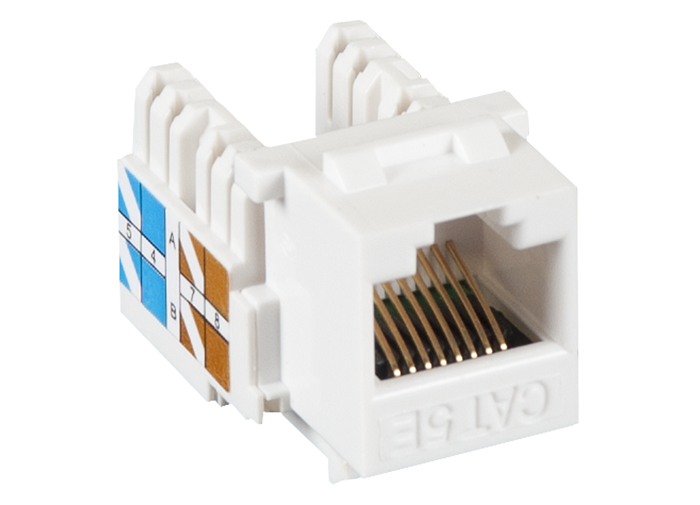 Модуль-вставка типа Keystone, Кат.5e, 100МГц, RJ45/8P8C, 110/KRONE, T568A/B, неэкранированный, белый, уп-ка 10шт.