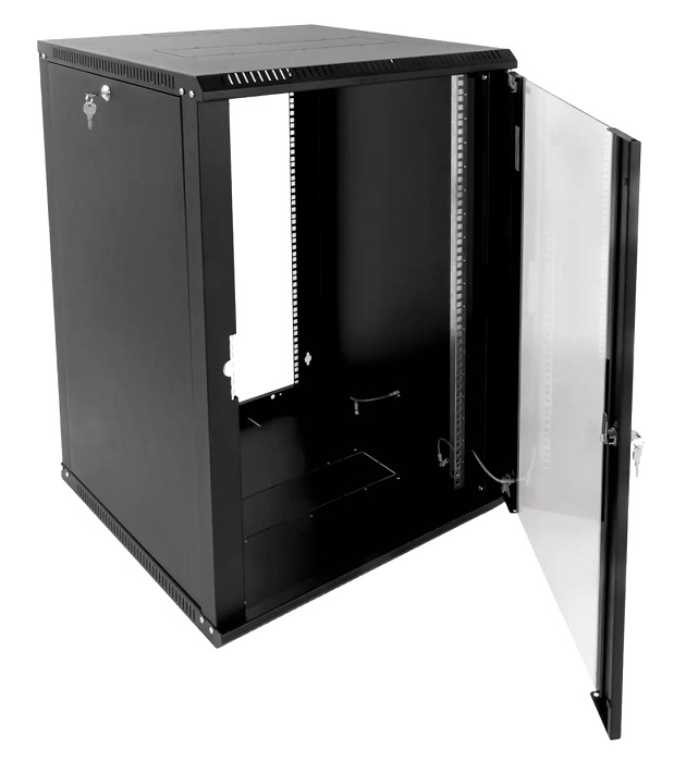 Шкаф телекоммуникационный настенный разборный ЭКОНОМ 12U (600 × 520) дверь стекло, цвет черный