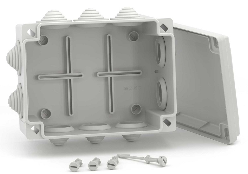 Коробка ответвительная с 10 кабельными вводами д.32мм, IP55, 190х140х70мм