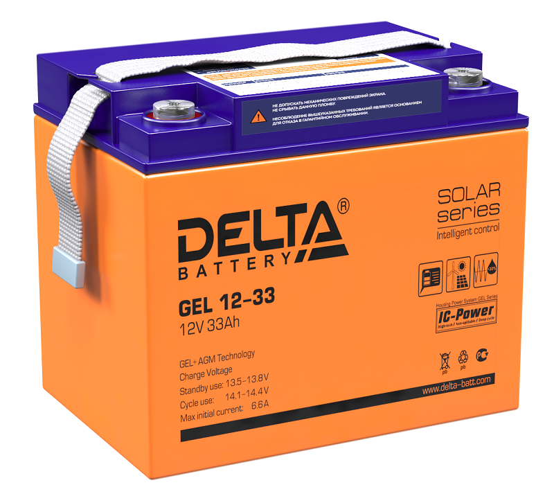 Аккумулятор гелиевый 33 А/ч., 12В, 194х132х168, GEL series (GEL 12-33) 