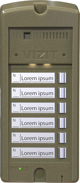 Блок вызова на 6 абонента.  Возможность  увеличения до 24 абонентов при подключении до 3х кнопочных панелей BS-306-6.  Подсветка кнопок  и именных табличек. Корпус блока вызова выполнен из ударопрочного пластика.