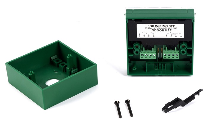 Устройство быстрой разблокировки электроуправляемых дверей с восстанавливаемой вставкой. Устанавливается с внутренней стороны двери на выход и используется в аварийных случаях. 2 группы контактов (COM, NO, NC)