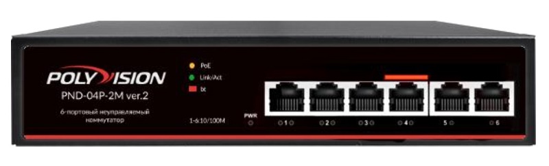 6-портовый интеллектуальный PoE-коммутатор, 4 PoE порта (PoE IEEE 802.3af/at/bt). Поддержка стандартов: PoE, PoE+ до 30 Вт, PoE++ до 60 Вт. Общий бюджет PoE 60Вт. Дальность передачи до 250м.