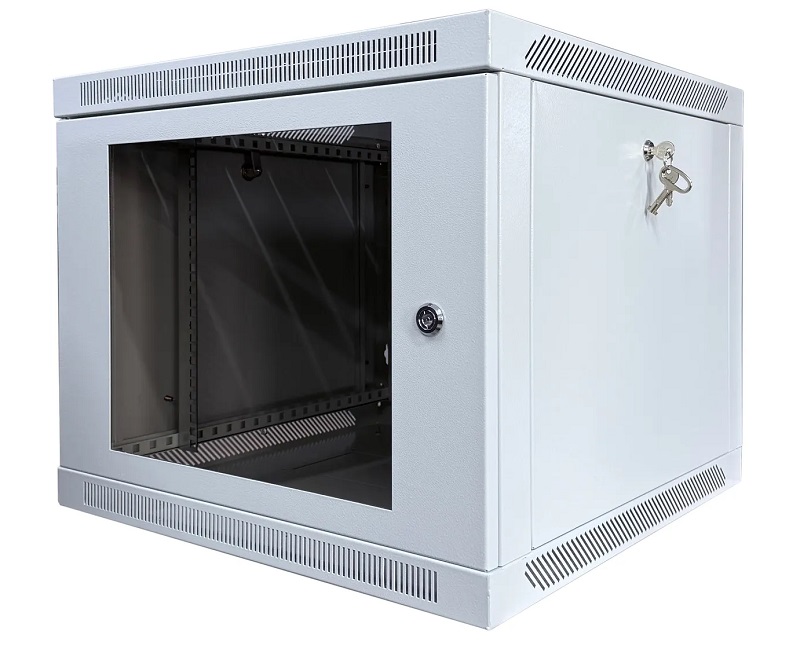 ТШ-096060 - Шкаф телекоммуникационный навесной, серый, дверь стекло, 19”, 9U Шкаф телекоммуникационный навесной, серый, дверь стекло, 19”, 9U
