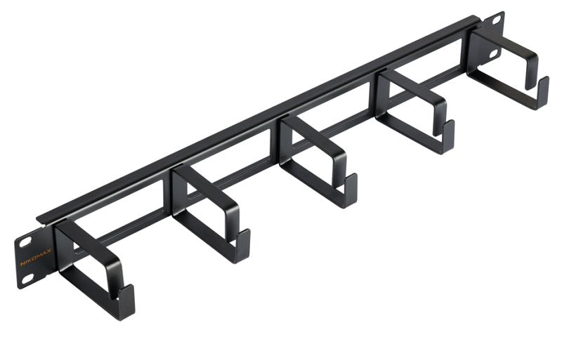 Кабельный органайзер 19", 1U, глубина колец 60мм, металлический, с отверстиями в опорной планке, черный, уп-ка 2шт.