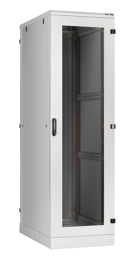 Напольный шкаф 19", 33U, стеклянная дверь, боковые цельнометаллические стенки и задняя дверь Ш600хВ1660хГ1000мм, в разобранном виде, серый