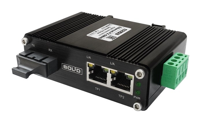 Преобразователь Ethernet 10/100 Мбит/с в оптику.  Одномодовое волокно до 40 км. Для обмена данными используются два волокна.  Питание 5 В, до 0,8 А. От минус 30 до +55°С