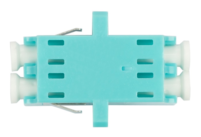 Проходной оптический адаптер LC-LC, OM3, дуплекс (duplex), бирюзовый