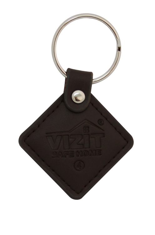 Ключ RF (RFID-125 kHz, EM-Marin). Кожаный брелок с тиснением логотипа, коричневый. Используется совместно с модификациями "R".