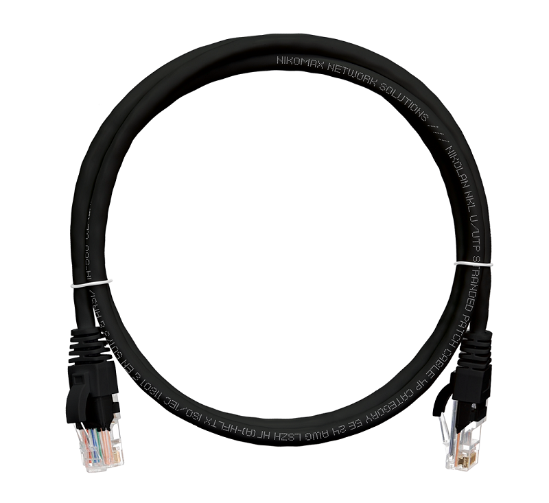 Патч-корд 1 метр, U/UTP 4 пары, Кат.5е,  LSZH,  2хRJ45/8P8C, T568B, Molded, черный,