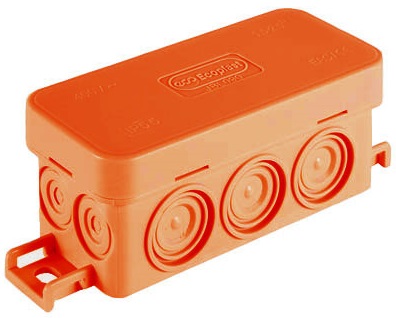 Коробка JBL090 без галогена, огнестойкостьE60-E90, о/п 90х42х40, 10 вых., IP55, 2P, (0,15-2,5мм2), цвет оранж