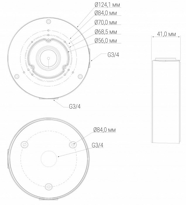 Монтажная коробка для видеокамер; 124×124x41 мм; IP66; до 3 кг
