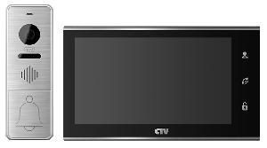 Комплект  видеодомофона  в одной коробке (вызывная панель CTV-D4005 и монитор CTV-M4705AHD), поддержка формата Full HD, монитор с экраном 7", Hands free, детектор движения, панель из стекла с сенсорным управлением "Easy buttons", встроенная память, встроенный слот для micro SD (до 64ГБ), переключение стандартов 1080p/720p/960H, встроенный источник питания, подкл до 2 выз. панелей и 4 мониторов, цв. корпуса - черный