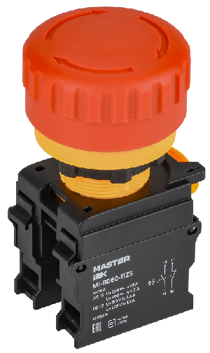 Кнопка "Грибок" поворот. с фикс. 1NO+1NC красная MASTER IEK