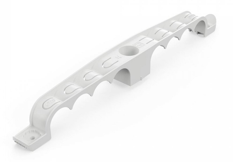 Держатель труб для прямого монтажа двусторонний на 8 мест серый d20 (20шт/уп)