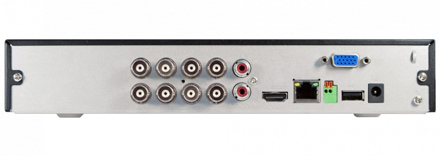 Видеорегистратор до 8х каналов BNC; 1 аудио; формат сигналов: HDCVI/CVBS/HDTVI/AHD/IP; резрешение записи 4K; H.265; Ethernet ; 1 SATA порт до 20Tб; 1 RS485; 2 USB2.0