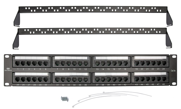 Коммутационная панель кат.5е, UTP, 19", 2U, 48хRJ45, 568A/В, черный с организат