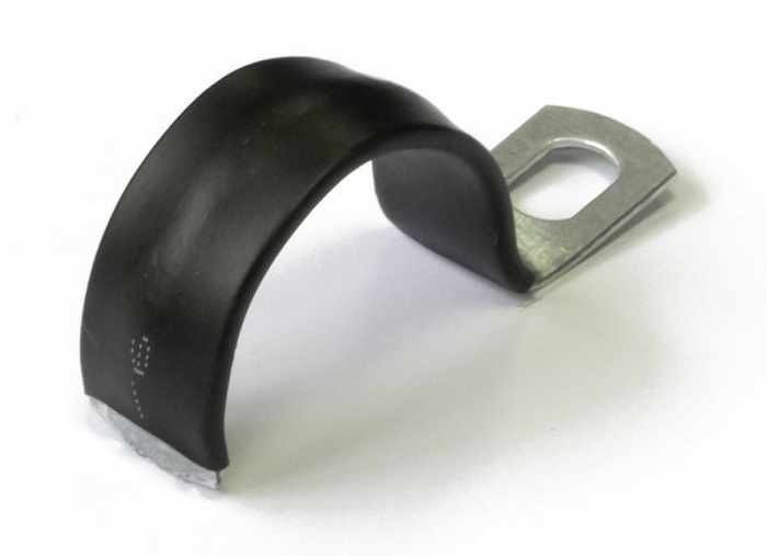 Скоба металлическая однолапковая с полимерным покрытием СМО-П d25-26 мм (100шт/уп)