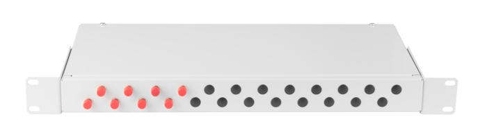 Оптический кросс 19" Essential Line, 1U, укомплектованный на 8 портов FC/UPC (8 одинарных FC/UPC адаптеров), SM 9/125 OS2, стальной, серый, в комплекте: адаптеры, монтажные шнуры 1м, сплайс-кассета с крышкой, гильзы, заглушки