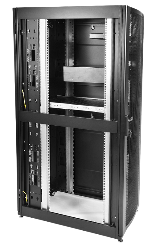 Шкаф серверный ПРОФ напольный 48U (800 × 1000) дверь перф., задние двойные перф., черный, в сборе