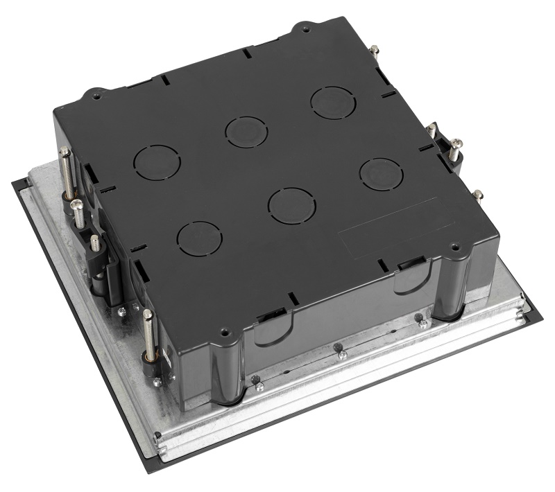 Лючок напольный, 12 (2x6) модулей, вертикальный, пластиковая крышка, серый