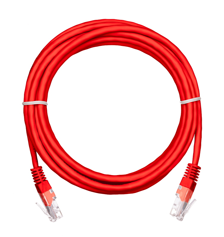 Коммутационный шнур U/UTP 4 пары, Кат.5е (Класс D), 100МГц, 2хRJ45/8P8C, T568B, заливной, многожильный, BC (чистая медь), PVC нг(B), красный, 2м, уп-ка 10шт