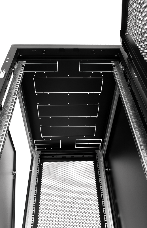 Шкаф телекоммуникационный напольный 42U (600 × 1000) дверь стекло, цвет черный