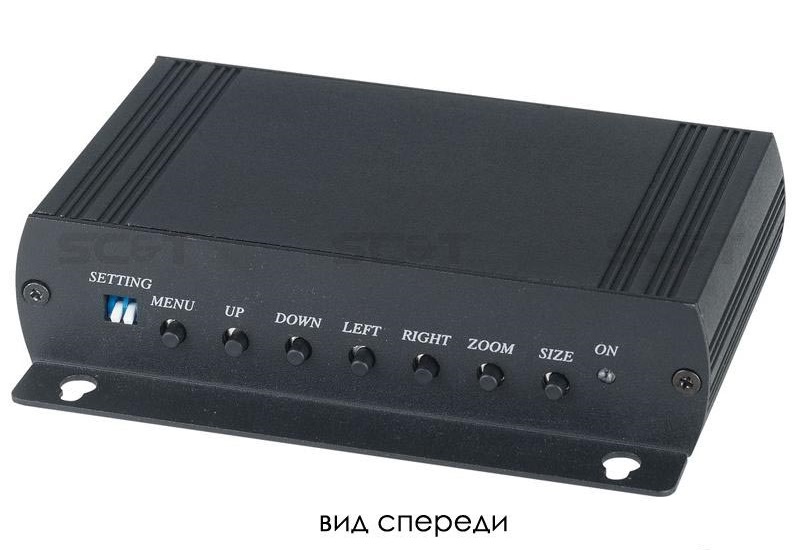 Преобразователь VGA- видеосигнала в аналоговый видеосигнал. Входной сигнал VGA (DB15), выходной: аналоговый (BNC) + сквозной VGA (DB15). Поддерживамые разрешения 640x480 (до 85 Hz), 800x600 (до 85 Hz) и 1024x768 (до 75 Hz). Выбор Pal / NTSC, OSD меню.