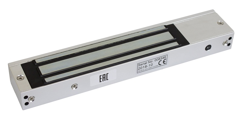 Электромагнитный замок, 12V/24V DC, не более 0,48 A, усилие 280 кг,&nbsp;&nbsp;250x42x25, офисный дизайн, планка в комплекте