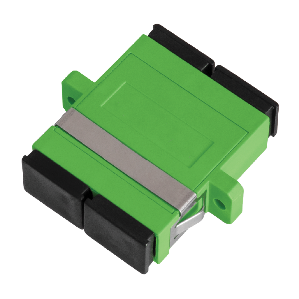 Адаптер волоконно-оптический, соединительный, одномодовый, SC/APC-SC/APC, двойной, пластиковый, зеленый, уп-ка 2шт.
