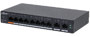 8-портовый PoE коммутатор с функцией облачного управления, Порты: 8 RJ45 10/100Мбит/с (PoE/PoE+/Hi-PoE), 2 RJ45 10/100/1000Мбит/с (uplink); мощность PoE: порт 1 до 60 Вт, порты 2~8 до 30Вт, суммарно до 60Вт; PoE watchdog, передача до 250м; питание: 57В(DC)