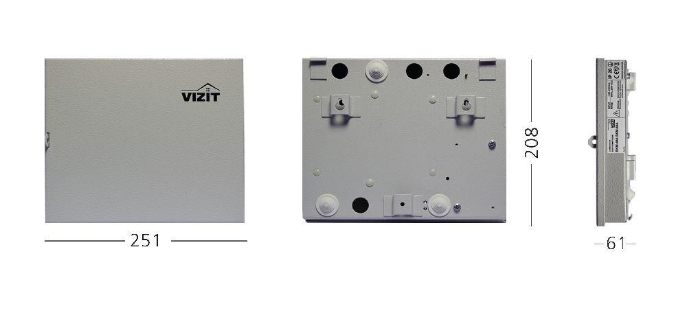 Блок коммутации и питания монитора. Возможность подключения 4-х мониторов VIZIT-М428С, -M457МG и совместной работы с БВД-444СР-1(2,4).