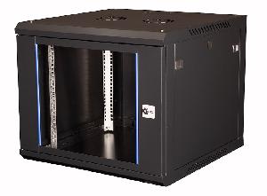 Шкаф 19" телекоммуникационный настенный, 9U 501х600х600 мм, дверь стекло, черный