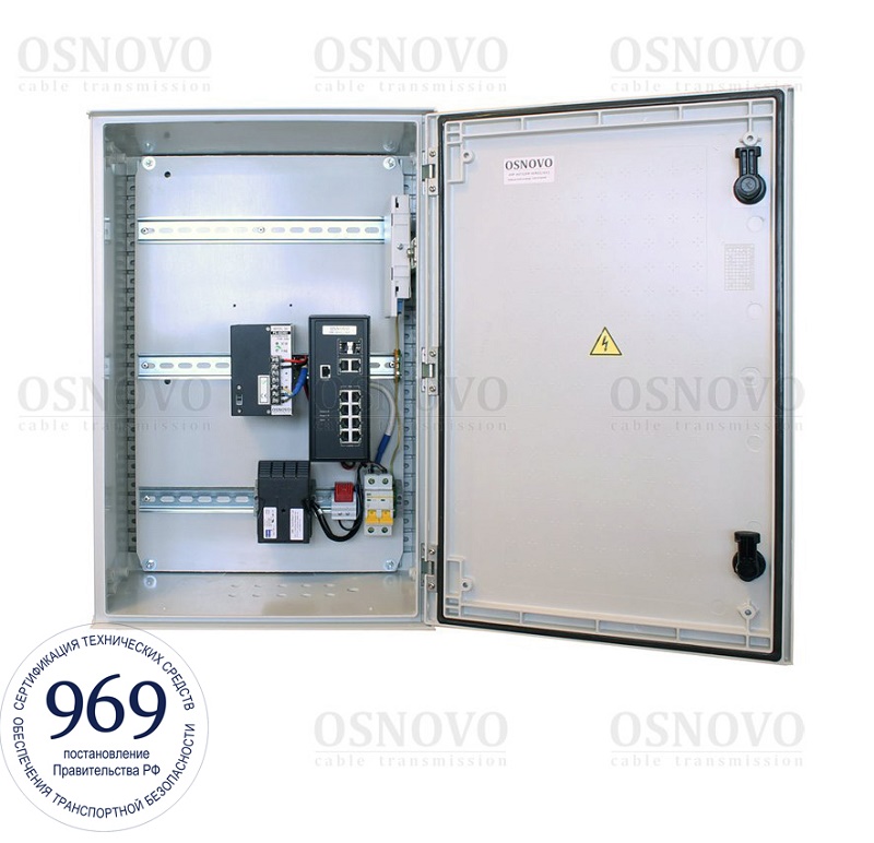 Уличный управляемый (L2+) коммутатор на 10 портов с термостабилизацией на базе уличной станции OSNOVO OSP-46T1. Порты: 8 x GE (10/100/1000Base-T) с PoE (до 30W) + 2 x GE Combo (RJ45 10/100/1000Base-T+ SFP 1000Base-X).