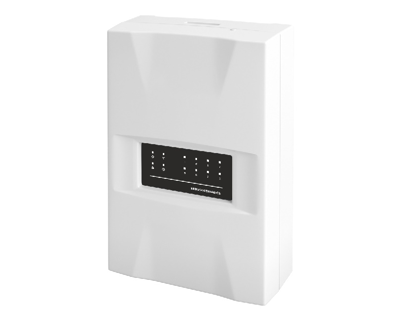 Контроллер с поддержкой сети сотовой связи поколения 2.5G стандарта GSM/GPRS 900/1800, оповещение голосовое и SMS 8 пользователей. Передача SMS на ПЦН. 8 охранных ШС, 4 логических раздела