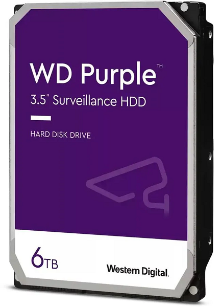 Жесткий диск WD Purple Surveillance 6 ТБ  SATA III, 6 Гбит/с, 5400 об/мин, 256 МБ
