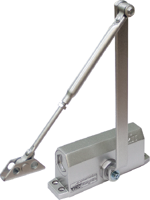 Доводчик дверной для двери весом до 120 кг, рычаг с квадратным отверстием, цвет: серебряный. Температура застывания гидравлической жидкости -60°С