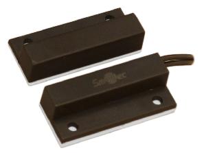 Магнитоконтактный датчик, НЗ, коричневый, накладной для деревянных дверей, зазор 20 мм