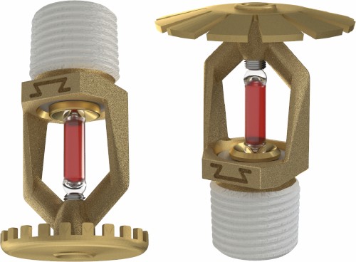 Ороситель спринклерный стеллажный, Вверх, колба 5мм, бронза, температура 68°С, коэффициент производительности 0,80, с резьбовым герметиком