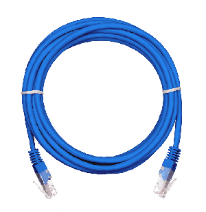 Коммутационный шнур U/UTP 4 пары, Кат.5е (Класс D), 100МГц, 2хRJ45/8P8C, T568B, заливной, многожильный, BC (чистая медь), PVC нг(B), синий, 1,5м, уп-ка 10шт.