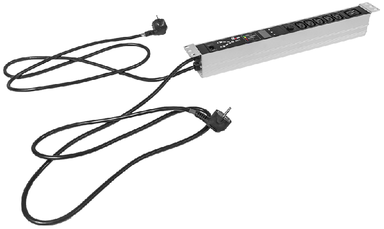 Блок розеток Rem-16 с АВР, 16A, 6xC13, C19, подключение к контроллеру R-2MC по Modbus, 2 шнура 1,8м