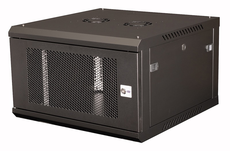 Шкаф 19" телекоммуникационный настенный, 6U 368х600х600 мм, дверь перфорация, черный