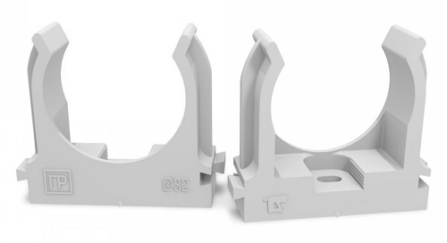Крепеж-клипса для труб для прямого монтажа серая в п/э d32 мм (25шт/уп)