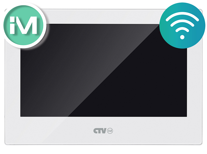 CTV-iM Cloud 7 - Монитор видеодомофона с технологией Touch Screen 7", 1024х600, до 2 панелей, до 1 видеокамер, SD до 32Gb, поддержка форматов AHD, TVI, CVI и CVBS с разрешением 1080p/720p/960H, встроенный модуль Wi-Fi, поддержка P2P,  моб устройств с ОС Android, iOS. ПО CTV HOME, видеоархив в "облаке", автоответчик, встроенный ист. пит. Монитор видеодомофона с технологией Touch Screen 7", 1024х600, до 2 панелей, до 1 видеокамер, SD до 32Gb, поддержка форматов AHD, TVI, CVI и CVBS с разрешением 1080p/720p/960H, встроенный модуль Wi-Fi, поддержка P2P,  моб устройств с ОС Android, iOS. ПО CTV HOME, видеоархив в "облаке", автоответчик, встроенный ист. пит.
