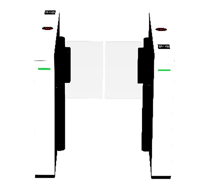 Турникет распашной (левый и правый модуль), режим антипаника, корпус - сталь, порошковое покрытие Ширина прохода, мм 660. Установка внутренняя / наружняя (под навесом).