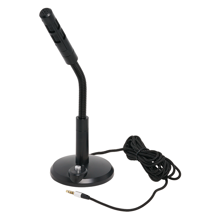 Микрофон выносной настольный. Длина кабеля 3м. Высота гибкого держателя 250мм. Диаметр основания 80мм. Масса 0,12кг