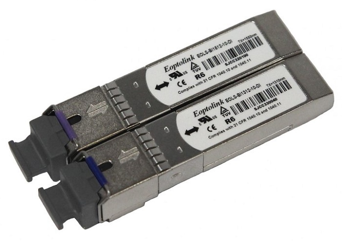 Оптический одномодовый одноволоконный, (1Гбит/с, разъем SC, дальность до 10 км.), Индустриальное исполнение, от -40С до +85С, комплект (EOLS-BI1512-10-DI + EOLS-BI1312-10-DI)